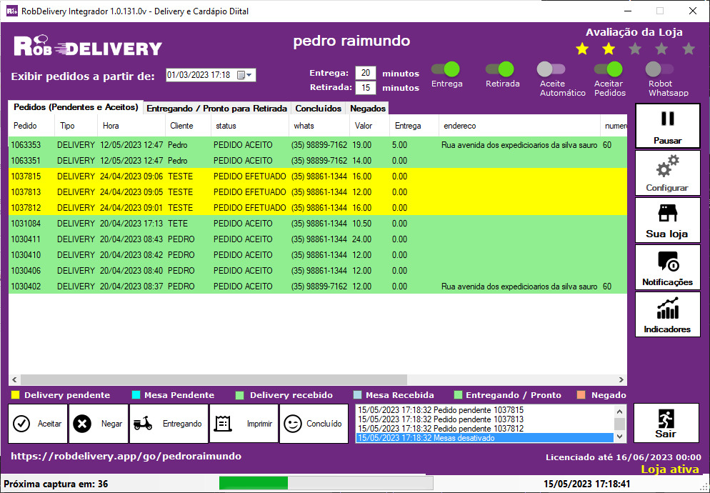 Rob Delivery | Delivery no WhatsApp